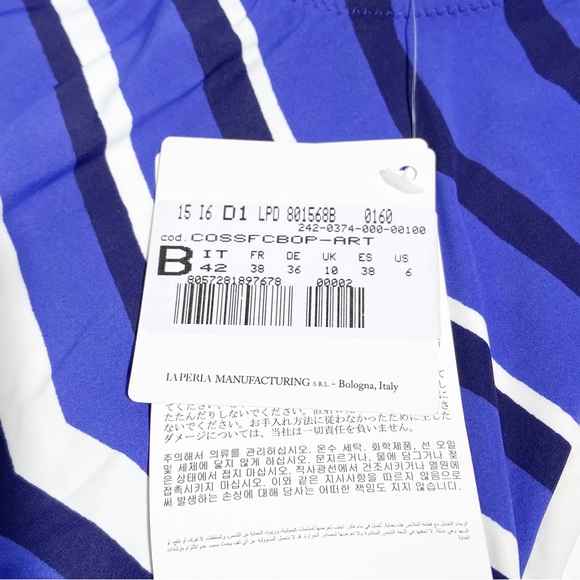 NWT La Perla Striped High Neck One Piece Swimsuit Size 6 (B cup) - Picture 13 of 14